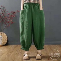 도오빠 여성 밴딩 바지 와이드 팬츠 빅사이즈 9부 긴바지 배기핏 봄 여름 여자밴딩바지 프리사이즈