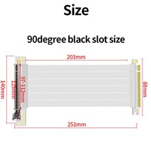 파워 풀 스피드 화이트 PCIE 3.0 X16 라이저 케이블 그래픽 카드 연장 PCI Express gpu용 잼 방지 포함 차폐 익스텐더, 01 90-3.0_01 0.3M
