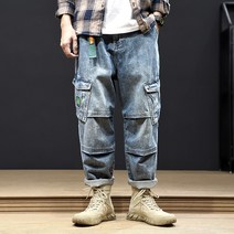 102236 겨울 미국 작업복 청바지 남성 느슨한 꽉 허리 대형 지방 트렌드 스트레이트 바지 하렘 潮客青年