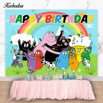 Kabodou Barbapapa 가족 사진 배경 생일 축하 베이비 샤워 장식 배너, 02 02_14 Polyester 150x100cm