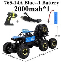 rc카 paisible rock crawler 4wd 6wd 오프로드 자동차 원격 제어, 14a-블루-2000mah