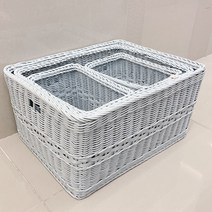 등나무 라탄바구니 4합 셋트 J015B, 블루
