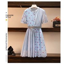 여성 여름 가을 이음 도트 세로 줄무늬 세로 스트라이프 벨트 원피스 치마 캐주얼 데일리룩 F77s