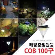 태양광 정원등 COB 100구 태양열 가로등 야외 조명 문주등 잔디등 마당 조경 램프, 벽걸이형(흰색LED)