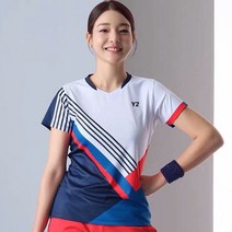배드민턴가방 남성 여성 숏 소매 V 넥 배드민턴 셔츠 빠른 건조 탁구 저지 체육관 야외 러닝 스포츠웨어 유니폼, [02] Women Top, [02] L