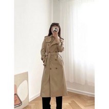영국 트렌치 클래식 더블 브레스트 루즈핏 롱 코트 여성용 방수 트렌치 패션