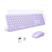 무선 키보드 및 마우스 XTREMTEC 2.4G 풀 사이즈 콤보 - Windows OS PC 데스크탑 Mac 태블릿용 USB 수신기가 있는 울트라 슬림 저소음 귀여운 컴퓨터 키보드, 01.퍼플-라벤더