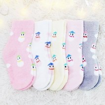 발목양말 유아아동양말 j뉴눈사람연수면 5족세트 아기남아여아 따듯한 극세사양말
