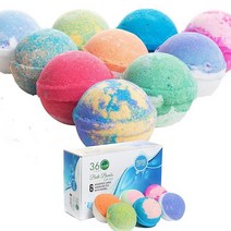 360Feel 천연 유기농 배쓰밤 6종 선물 세트 L 에센셜 오일 함유 선물 상자 포함, 6-Assorted_Set of 6