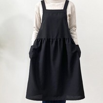 블랙 루즈핏 롱앞치마 [ 심플하면서 깔끔한 블랙 원피스앞치마]