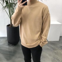 라일라이 / 소프트 반폴라 남녀공용 오버핏 반목 니트