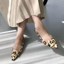 바보사랑 여자 송치 소가죽 뾰족코 금장 레오파드 구두.옷자락(무료배송)