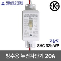 서울산전 방수용 누전차단기 고감도 20A 가로등 터널 SCH-32b WP 국산 공사장 산업용 방진 누전방지 신호등 야외놀이시설 옥외조명시설 야외분전함 분전반 IP68 방우형 방침형, 1개