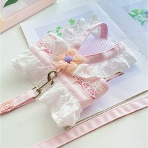 유키고고 반려동물 레이스 플라워 하네스 세트, 핑크