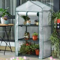 다육 미니 온실 비닐하우스 테라스 화단 다층 녹색 무 화분 철 단열 헛간 야외 실내 마당 덮개, 2층 흰색 69x49x92CM