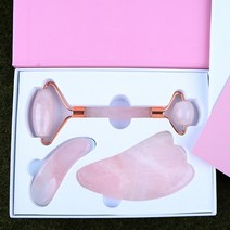 로즈쿼츠 괄사 마사지 경락 얼굴붓기 순환 림프 마사지기, 3종세트
