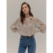 FLOWER PUFF SHIRRING BLOUSE_BEIGE