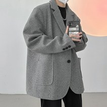 오버핏 울 모직 캐주얼 블레이저 자켓(기모선택) MK741