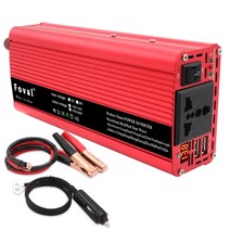 자동차 전원 인버터 2600W DC 12V/ 24V ~ AC 220-230V 휴대용 충전기 변환기 어댑터 가정용 자동차 용 듀얼, [04] 1500w Black