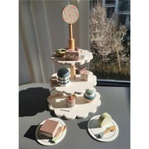 몬테소리 원목교구 가베 주방 완구 블록 쌓기 원기둥 완구 레인보우 컬러 발도르프 우드, Cake sweet set