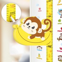 [NEW] 키재기 자석스티커 키측정 스티커 12종 캐릭터 눈금 자 EVA 아이방 인테리어 장식, 바나나원숭이