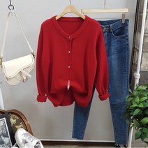 상상그이상 여성용 부드러운 베이직 기본 라운드넥 컬러풀 가디건