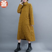 패딩원피스 누빔원피스 여성 목폴라 루즈핏 여자 방한 따듯한 기모 하이넥