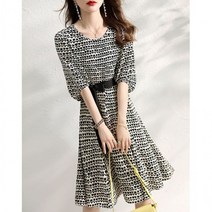 벨트분리 여리 튤립 프린팅 루즈핏 반팔원피스 빅사이즈 박스 티셔츠 프릴 큰 시원한여름