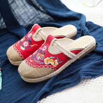 에스파듀슬립온 에스파드류 에스파듀 제비 자수 벨벳 면 플랫 슬리퍼 여름 뮬 신발