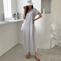 코지 기본 라운드넥 찰랑찰랑소재 바닷가 롱원피스