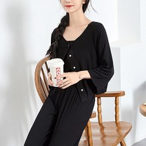 할로나 밴딩 플리츠 주름 와이드 슬랙스 팬츠 홈패션 편한옷 고무줄 통바지 골지 끈나시 9부 가디건 세트 쓰리피스 홈웨어 실내복