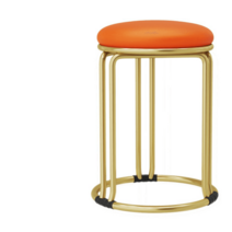 북유럽 화장대 철제 스툴 인테리어 의자 stool 예쁜 안방 럭셔리 골드 원형 화장 디자인, 오렌지-PU가죽