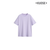 KUOSE 쿠오세 오버사이즈 반소매 니트 티셔츠 여성 봄 여름 무지 크루넥 루즈 탑
