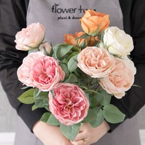 오스틴장미가지 60cm 조화 꽃 인테리어 장식 소품 부케 꽃꽂이 FAIAFT, 피치