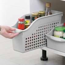 양념 바구니 정리함 트레이 양념통 슬림 수납 바구니 바퀴 슬라이딩 팬트리, 색상, 그레이