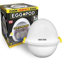 Eggpod by Emson Egg Cooker 무선 전자레인지 하드삶은 계란 메이커 쿠커 계란 삶기 및 찜기 TV에서 본, 한개옵션0