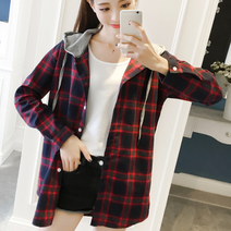 플라이라벨 022 여성 봄 가을 고방 체크루즈 셔츠남방 여성 후드 남방 + 사은품증정