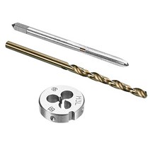 uxcell 탭 및 다이 및 드릴 비트 세트 m3 x 0.5 왼나사 밀링 탭 및 라운드 다이 2.5mm 코발트 고속 강철 트위스트 드릴 비트