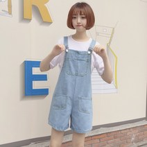 청멜빵 반바지 데님 여름 점프수트 멜빵 팬츠