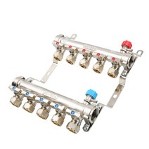 보일러 바닥 난방 물 분리기 홈 밸브 지열 파이프 분배기 냉수 온수 분배, 3-way (전체 구리 이중 밸브 일반적으로)