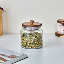 [모던하우스] 아카시아우드 유리 캐니스터 500ML, 단품, 1개