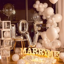 발렌타인 데이 여친 프로포즈 이벤트 고백 장식 패키지 풍선 세트 생일 친구 깜짝 파티, 화이트러버프로포즈D패키지(헬륨포함)
