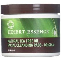 Desert Essence 내추럴 티트리 오일 페이셜 클렌징 패드 오리지널, 50개입