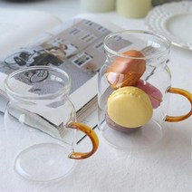 칼라손잡이 저그모양 글라스 머그컵2P 회사원 슬러시 수제청 잼 학원, 대/블루