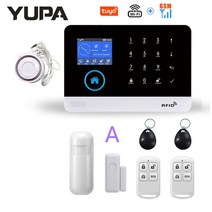 자전거 오토바이 도난방지 경보기 전동 원격 와이파이 GSM 홈 보안 경보 시스템 무선 키보드 및 모션 센서 도난 방지 TUYA 앱 제어 스마트 키트, 2.A - 미국 플러그