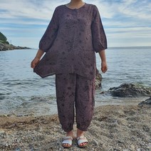 [오는정패션] 엄마 할머니 여름 인견 꽃무늬 나염 블라우스 티셔츠 70대 80대 중년 빅사이즈 생신선물