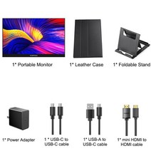 tv겸용모니터 캠핑용 40인치 20인치 21:9 커브드 게이밍 휴대용 모니터 USB C HDMI 게이밍 컴퓨터 디스플레, 02 With Leather Case_02 미국 플러그