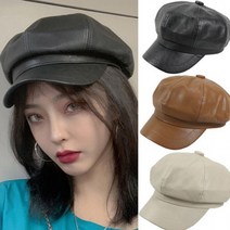가죽팔각캡베레모 가죽빵모자 팔각모자 가죽베레모*