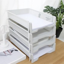 적층형 A4 용지 보관함 서류함 이면지함 1단 문서트레이 문서정리대 관공서비품 서류정리대 수납함 정리함, 가로블랙
