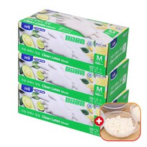 크린랩 크린랲 니트릴 라텍스장갑 3개+가쯔사은품 - 일회용 주방 천연고무 요리/세차/미용 셰프/쉐프 위생글러브 식품조리 1회용, 04.크린 라텍스 장갑 (중) 100매, 3개+가쯔